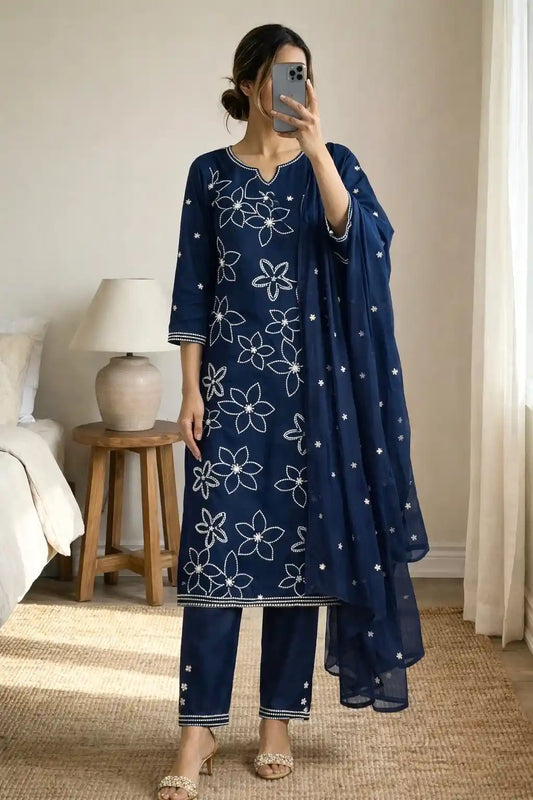 Meher’s Midnight Embroidered Suit Set