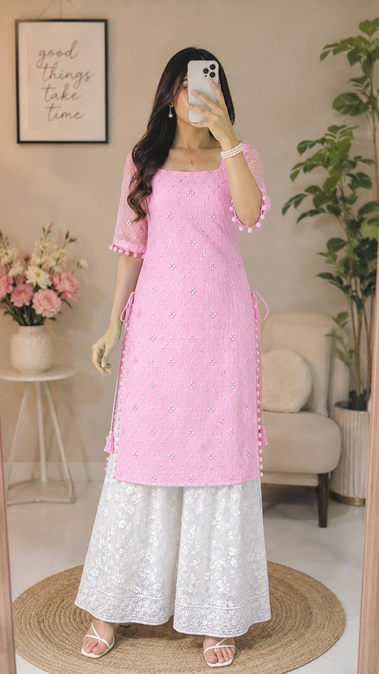 Jaaz Pink Embroidered Gulnaz Kurta