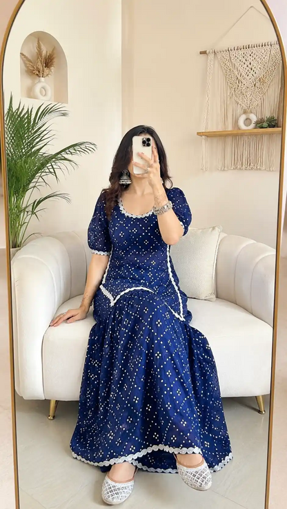 Sparkling Blue Mirror Sharara Gulnaz Set
