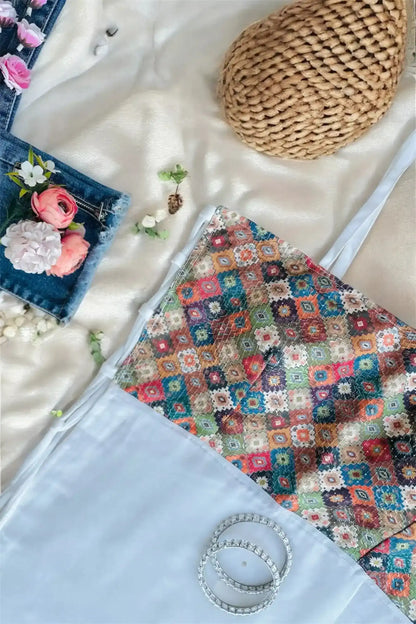 Denim White Dori Gulnaz Kurta