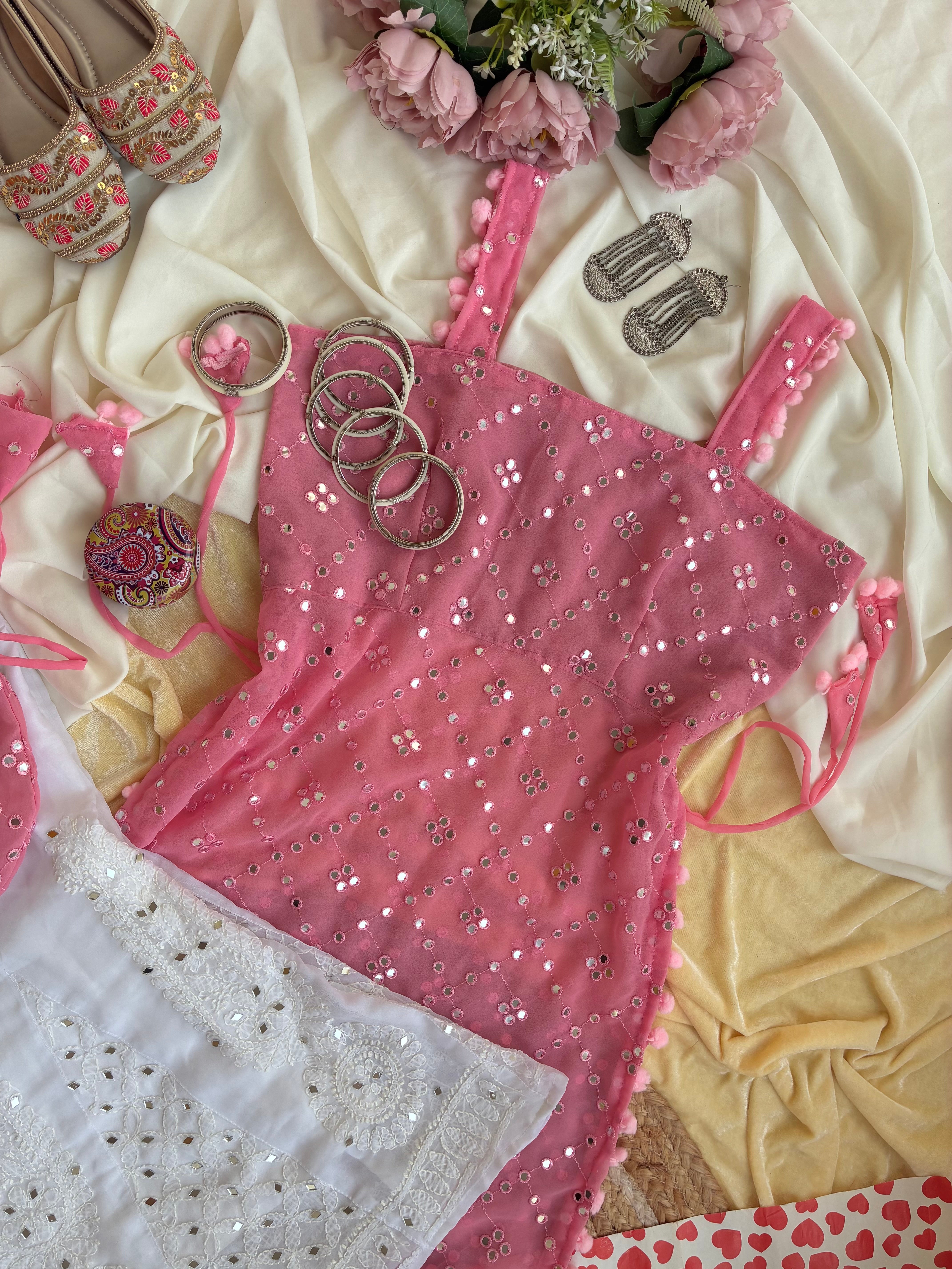 Shimmer Peach Embroidered Gulnaz Kurta