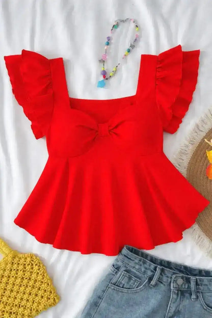 Scarlet Bow Peplum Top
