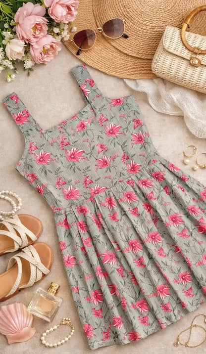 Cute Grey Hand Printed Peplum Top