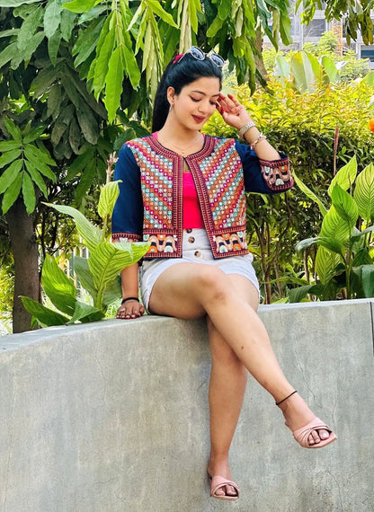 Rich Blue Embroidered Jacket