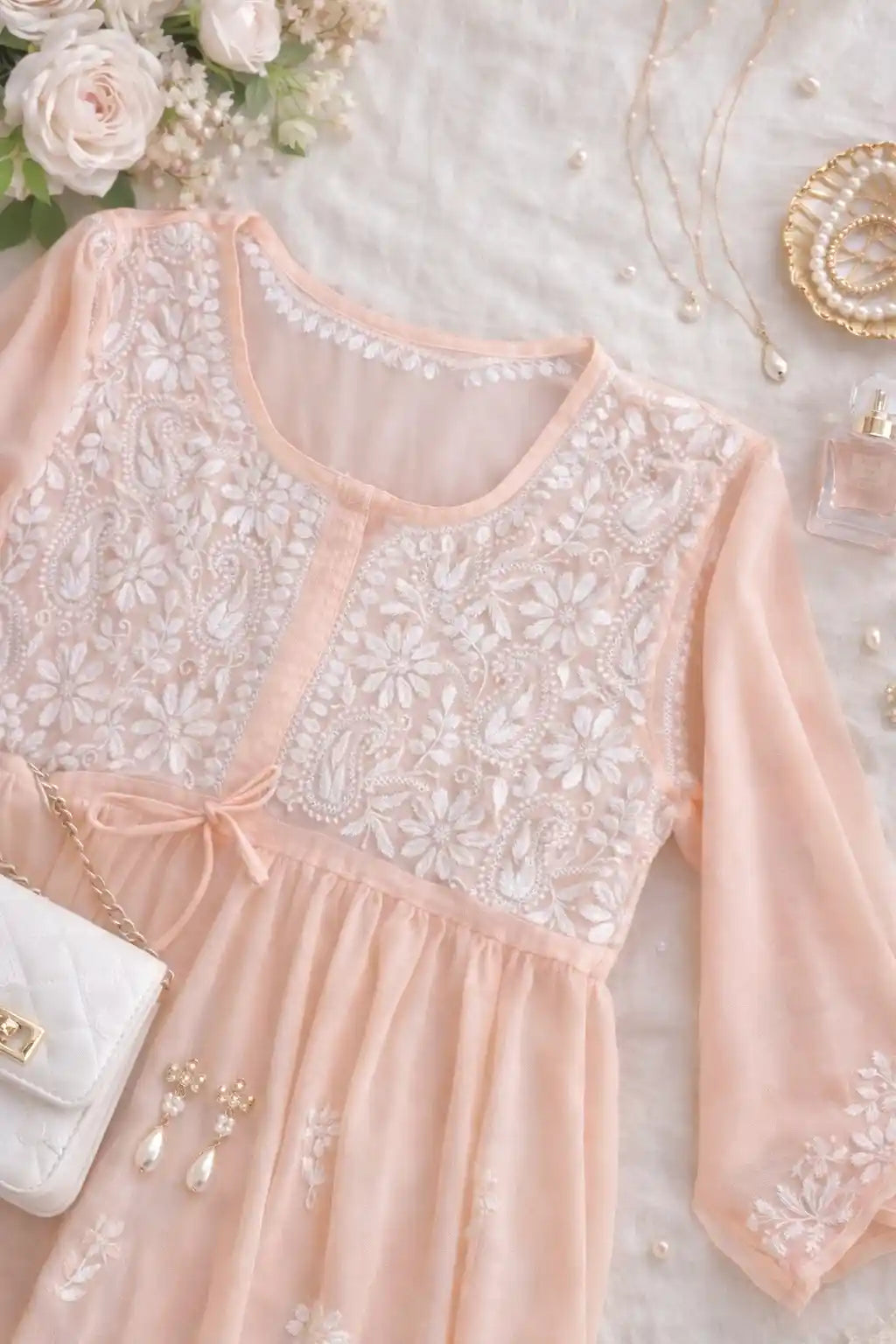 Dreamy Peach Short Chikan Top