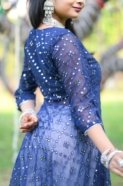 Twirl Blue Gulnaz Embroidered Kurta