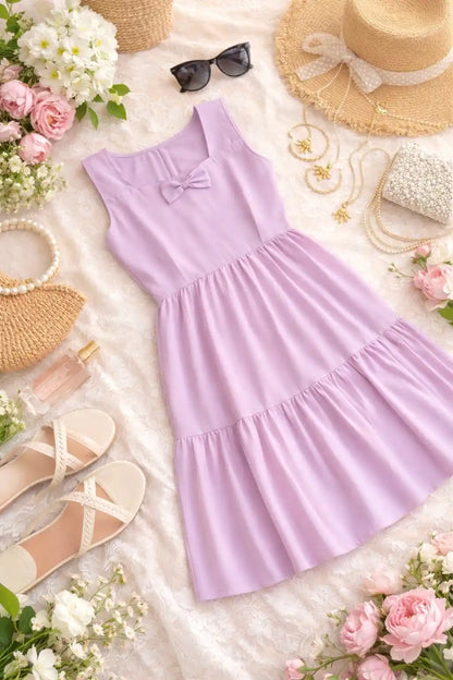 Blush Lilac Bow Gulnaz Frill Kurta