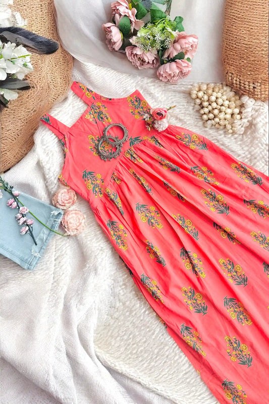 Pretty In Peach Block Nyra Kurta