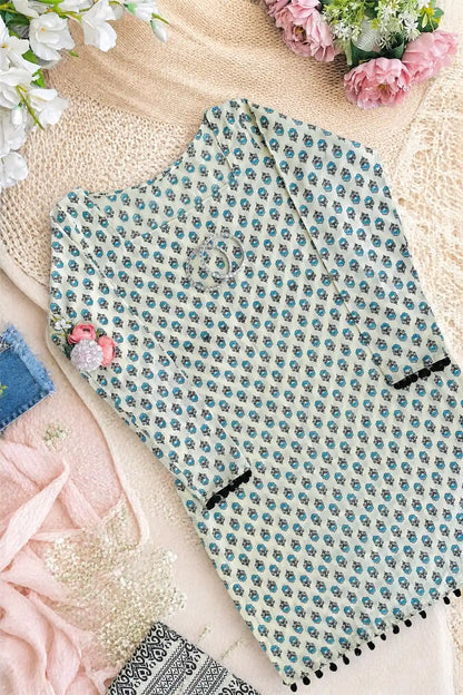 Blue Block Hand Printed Kurta