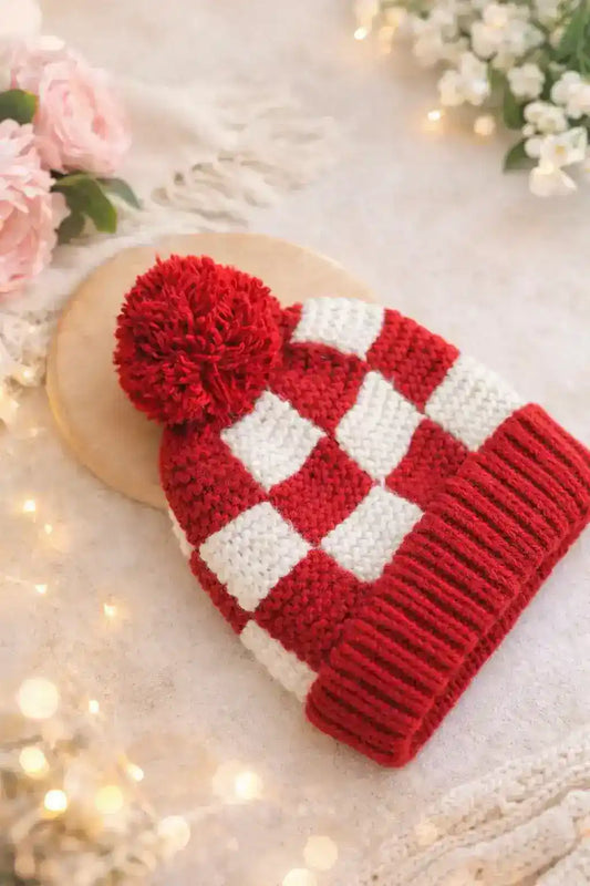 Maroon Handcrafted Knitted Wool Cap