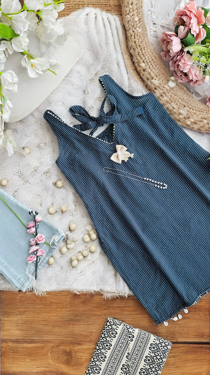 Midnight Stripes Short Kurta