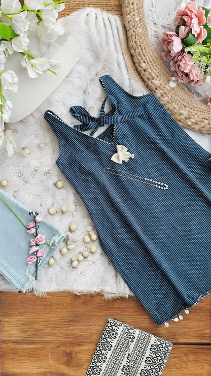 Midnight Stripes Short Kurta