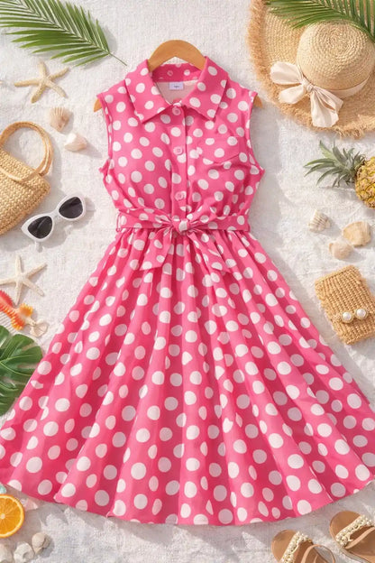 Dreamy Pink Polka Collar Dress