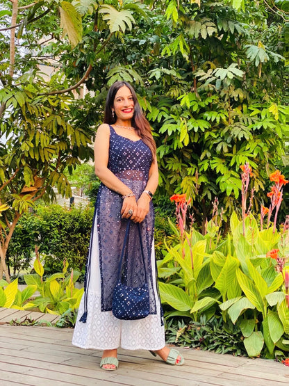 Orient Blue Mirror Gulnaz Kurta