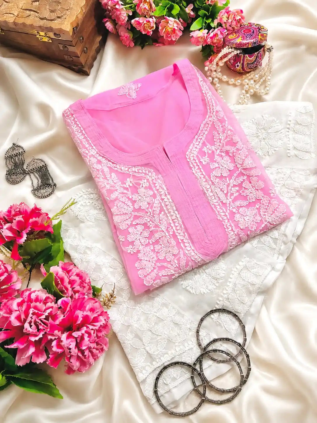 Blush Pink Noor Chikan Kurta