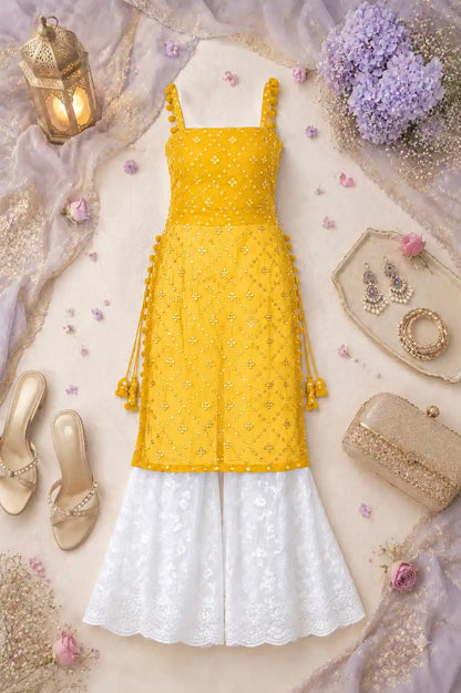Shimmer Yellow Embroidered Gulnaz Kurta