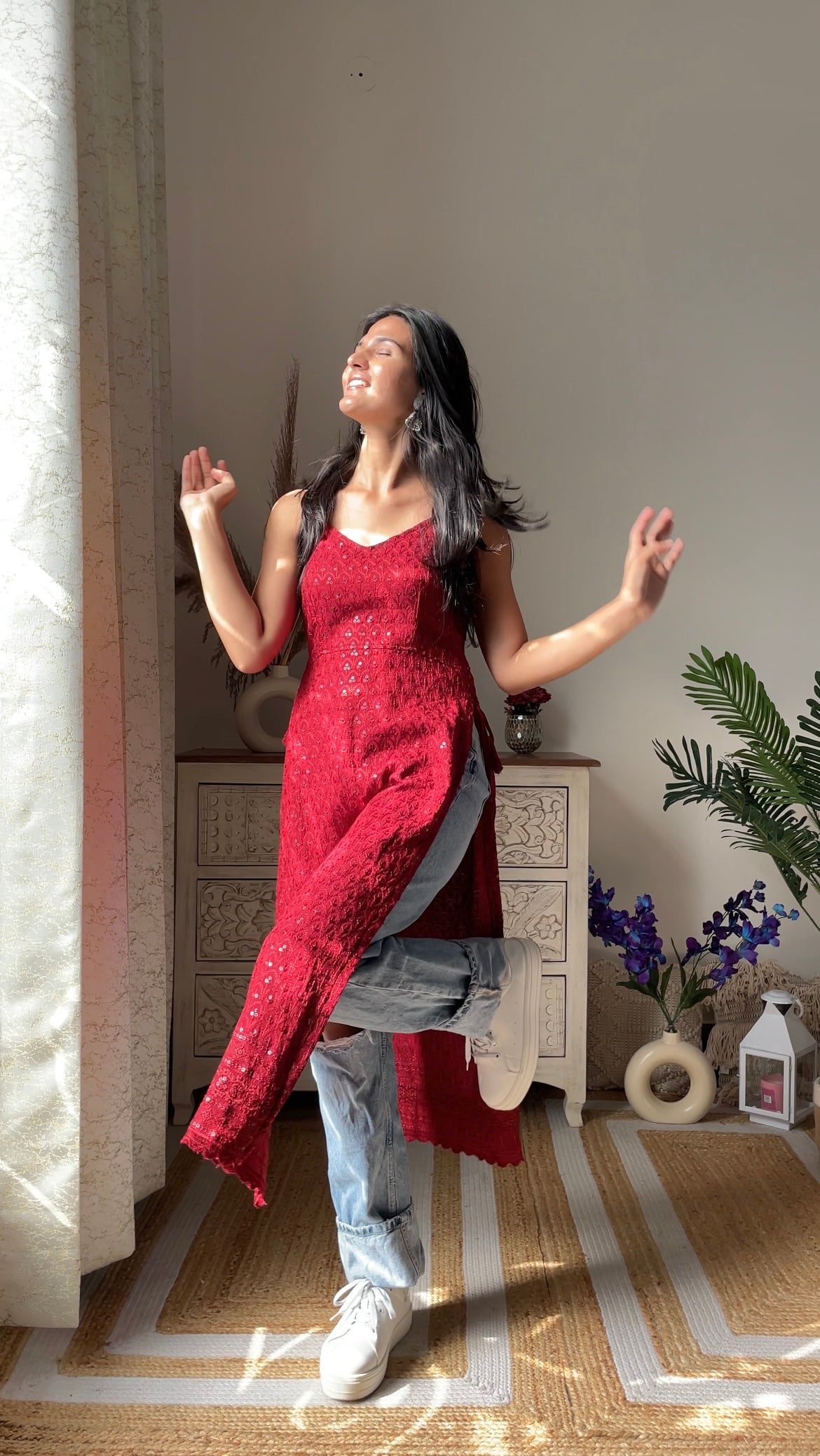 Swati's Scarlet Maroon Sequence Gulnaz Kurta