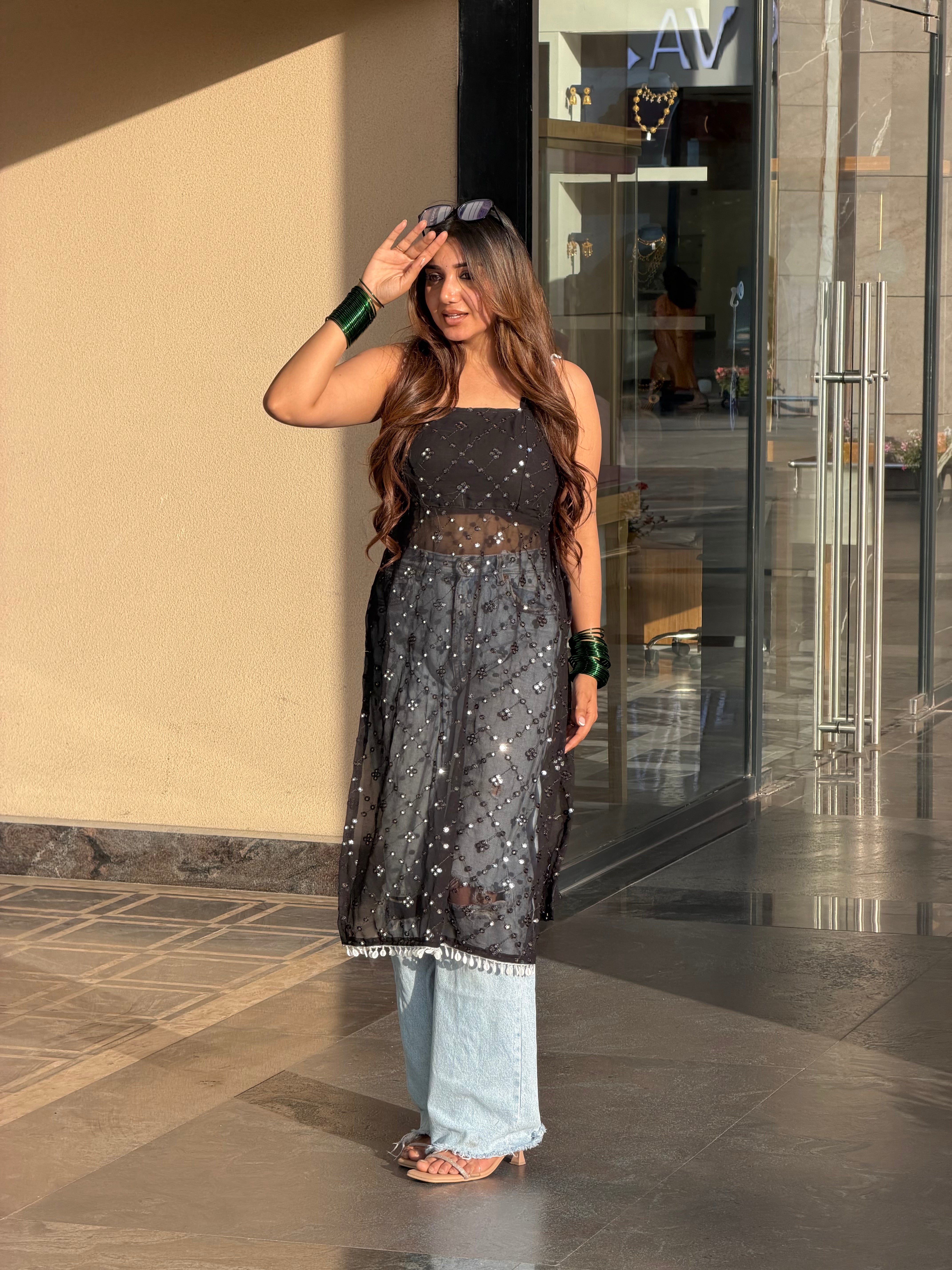 Muskan’s Mirror Embroidered Gulnaz Kurta