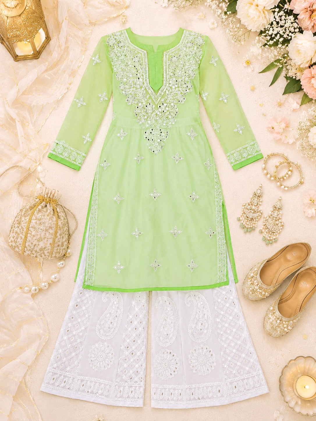 Blush Green Rooh Chikan Kurta