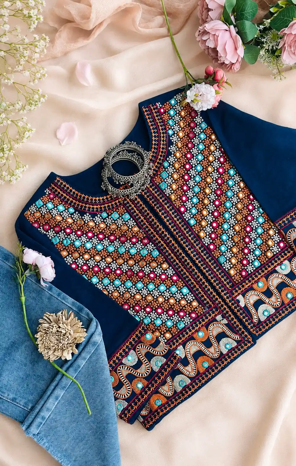 Rich Blue Embroidered Jacket
