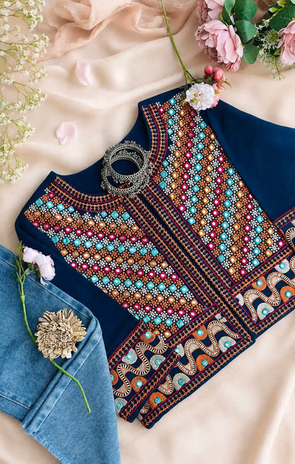 Rich Blue Embroidered Jacket