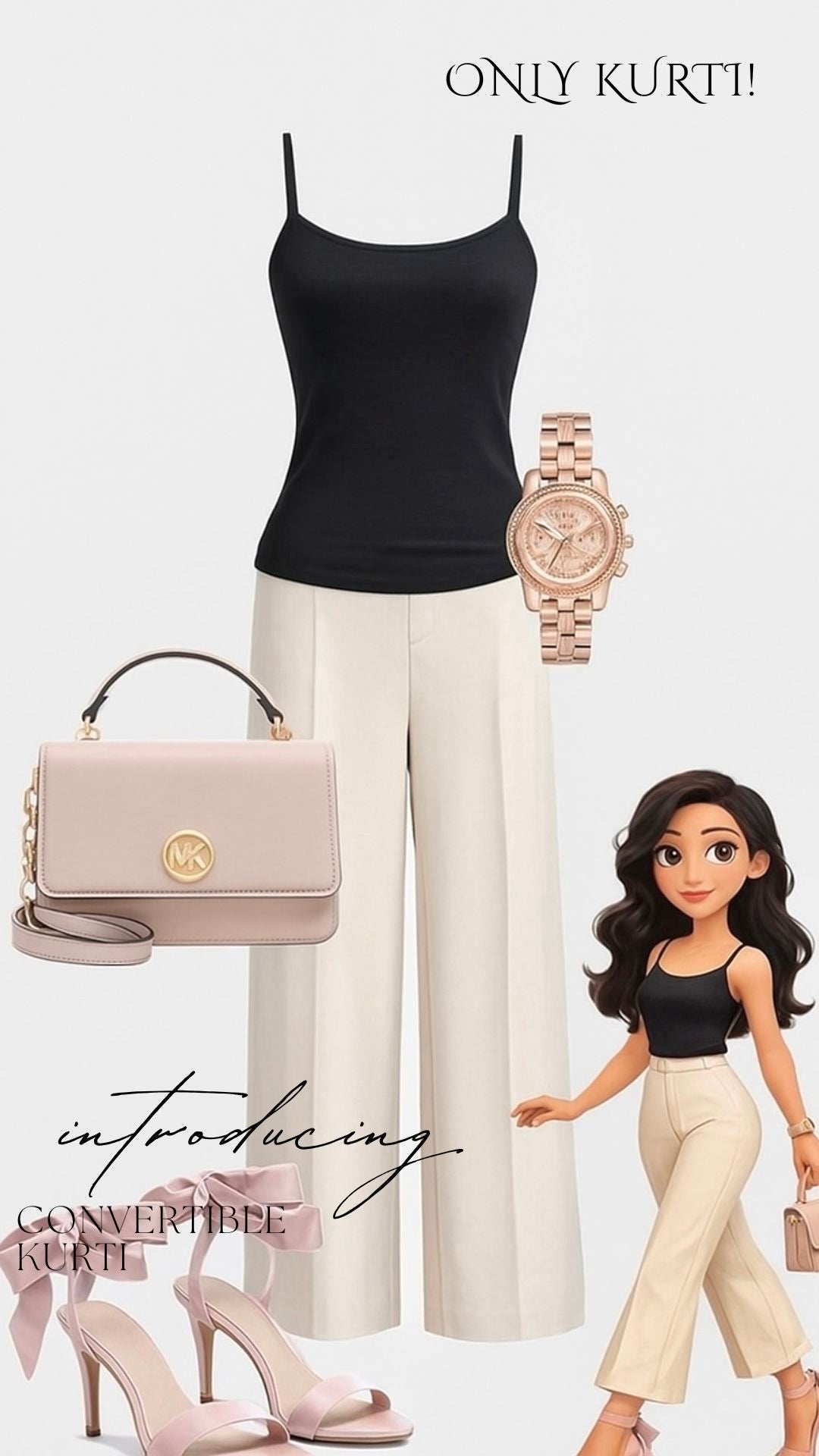 Zeeba Black Convertible Kurti