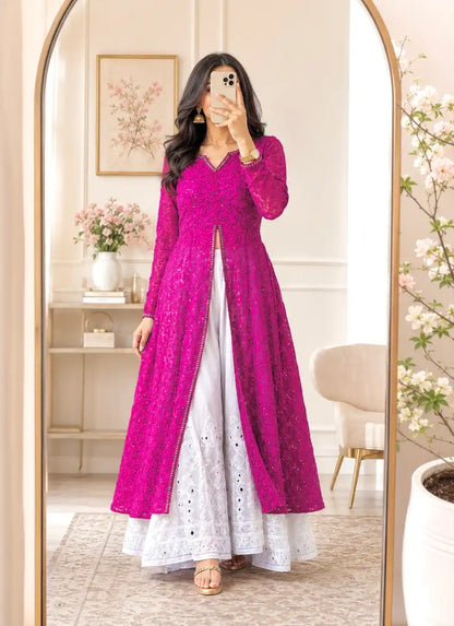 Champagne Wine Embroidered Gulnaz Kurta