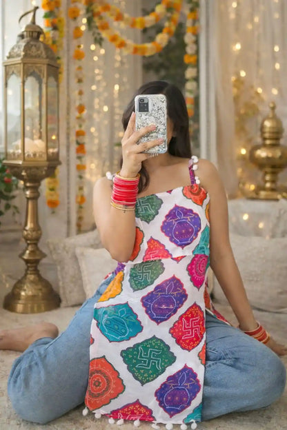 Vibrant Bandhani Back Tie Top