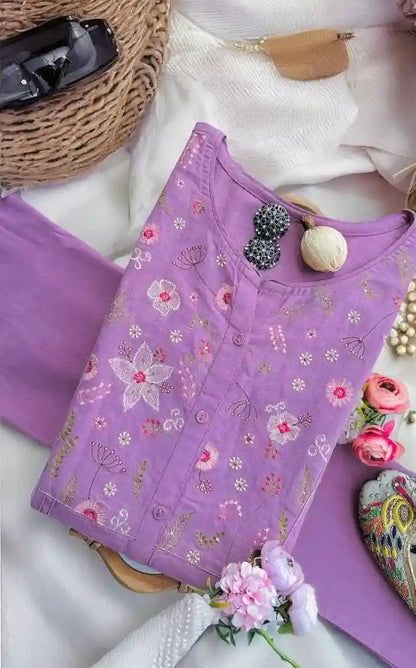 Lilac Embroidered Meher Suit Set - Passion for Fashion by Shivani