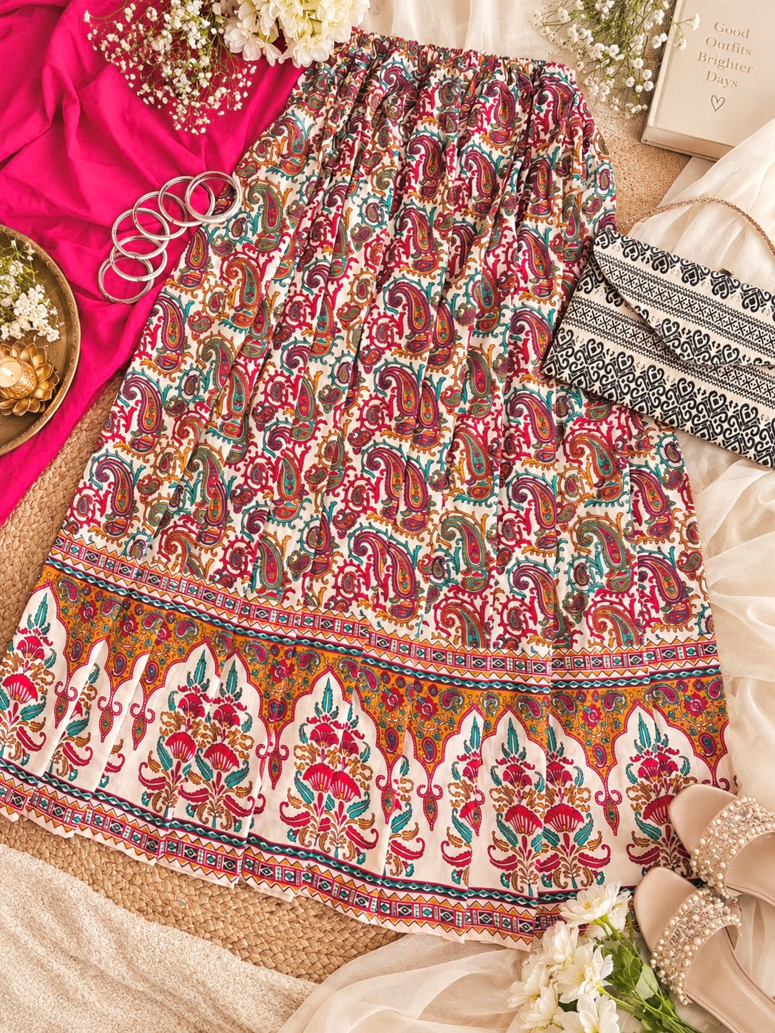 Rustic Jaipuri Printed Flared Twirl Skirt