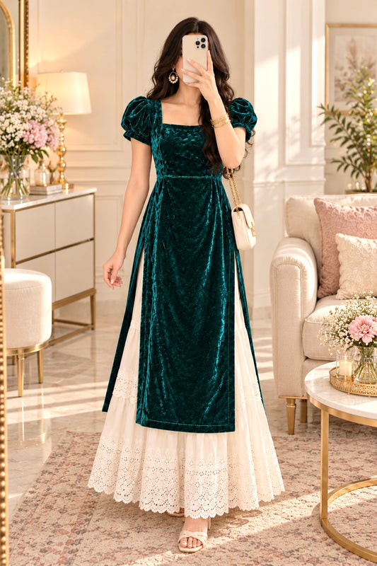 Rich Green Velvet Gulnaz Kurta