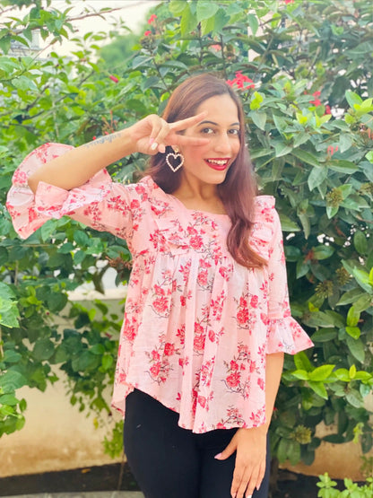 Pretty Pink Frill Peplum Top - Passion for Fashion by Shivani