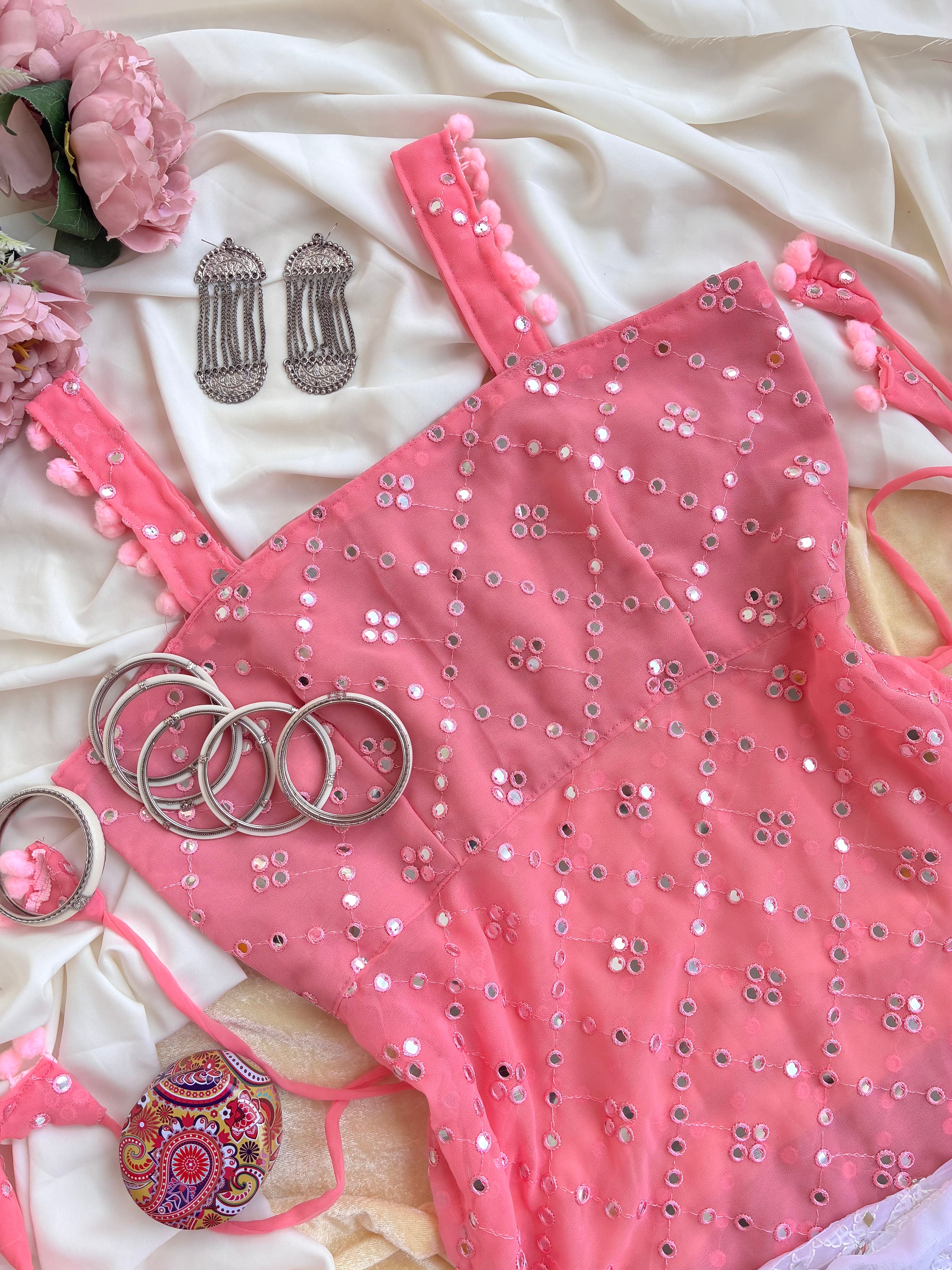 Shimmer Peach Embroidered Gulnaz Kurta