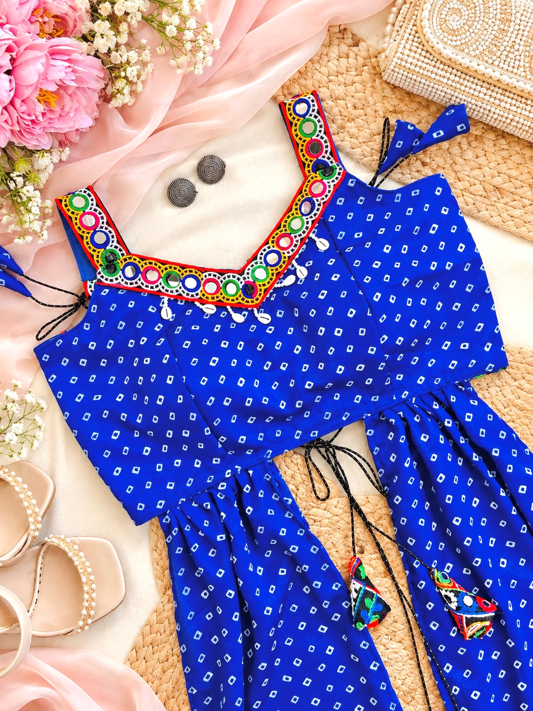 Royal Blue Bandhej Gamti Gulnaz Kurta