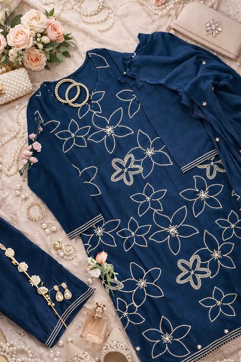 Meher’s Midnight Embroidered Suit Set