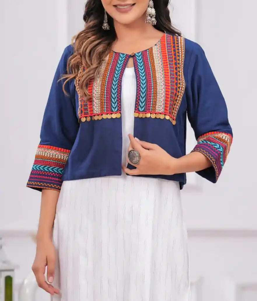 Blue Jaipuri Embroidered Jacket