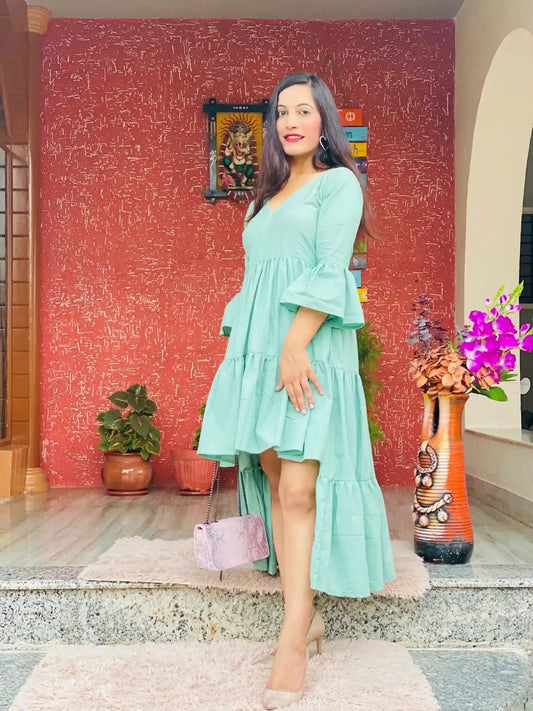 Seafoam Ruffle High - Low Dress - Passion for Fashion by Shivani