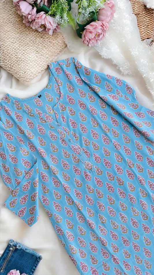Blush Blue Mul Budget Kurta