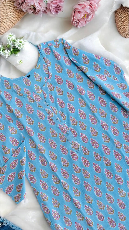 Blush Blue Mul Budget Kurta