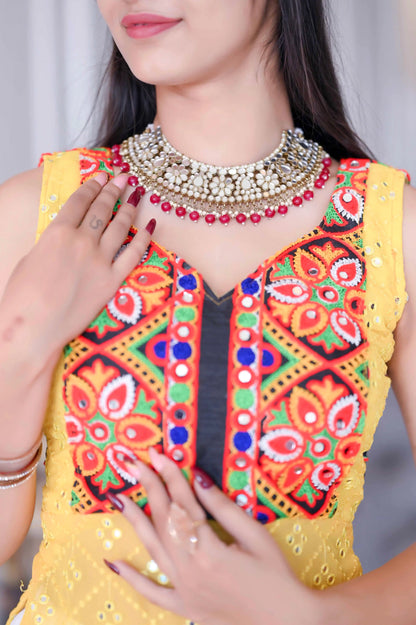 Sunflower Yellow Gulnaz Embroidered Kurta