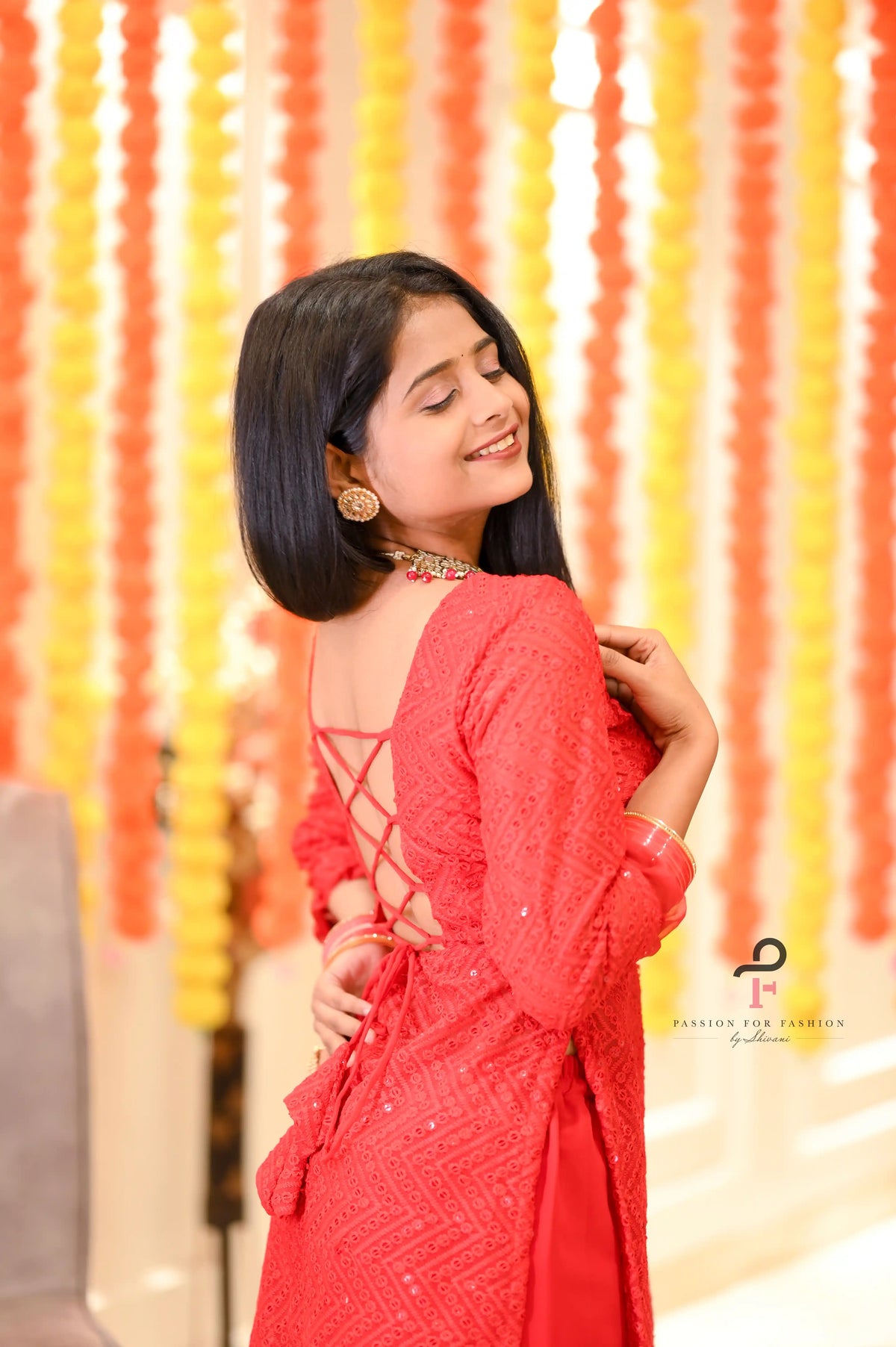 Sparkle Red Gulnaz Sharara Set