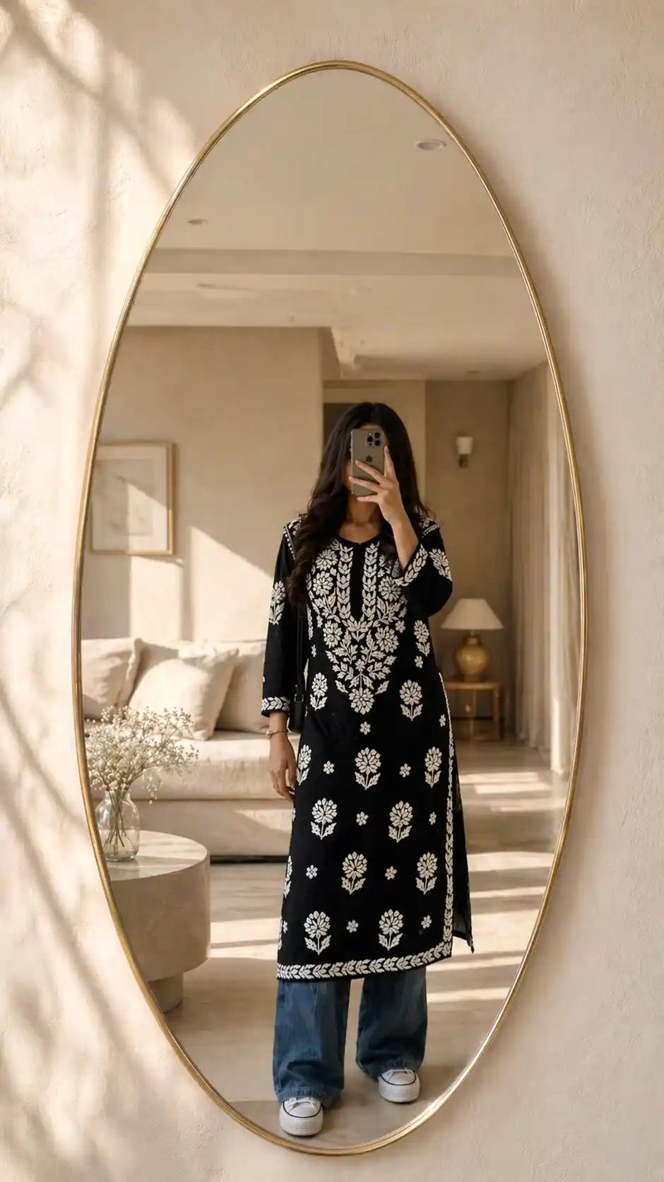 Swati’s Black Gulzar Chikan Kurta