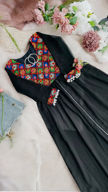 Gamti Black Embroidered Gulnaz Kurta - Passion for Fashion by Shivani