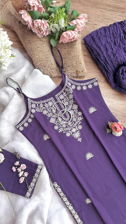Purple Bliss Embroidered Meher Suit