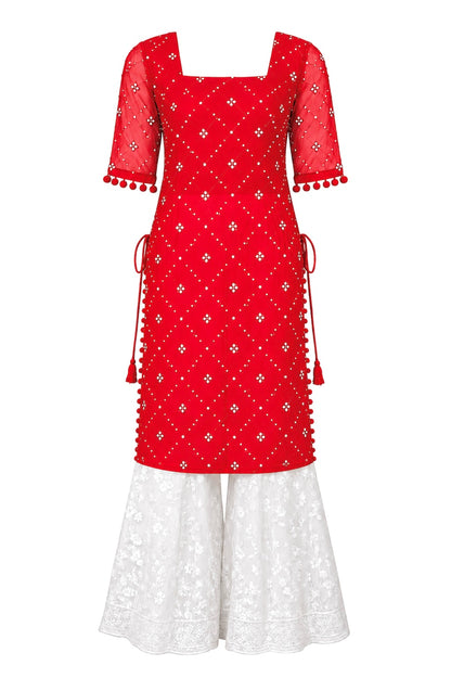 Jaaz Red Embroidered Gulnaz Kurta