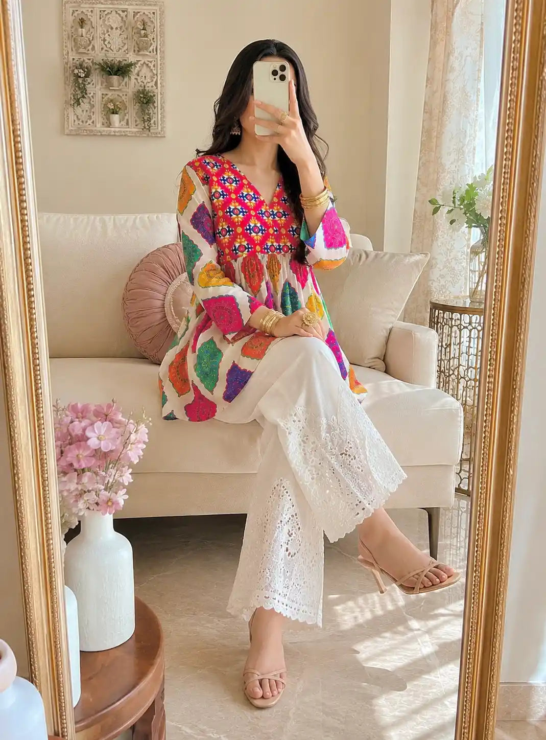 Gulnaz Vibrant Ajrakh Inspired Printed Kurta
