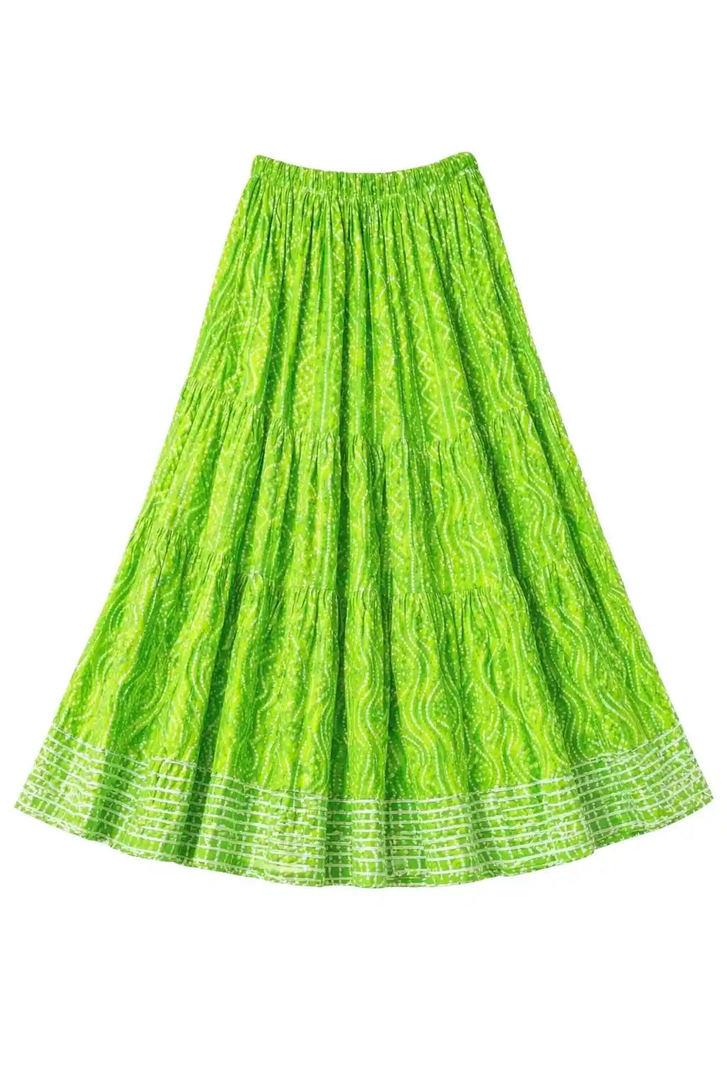 Green Bandhej Jaipuri Twirl Skirt