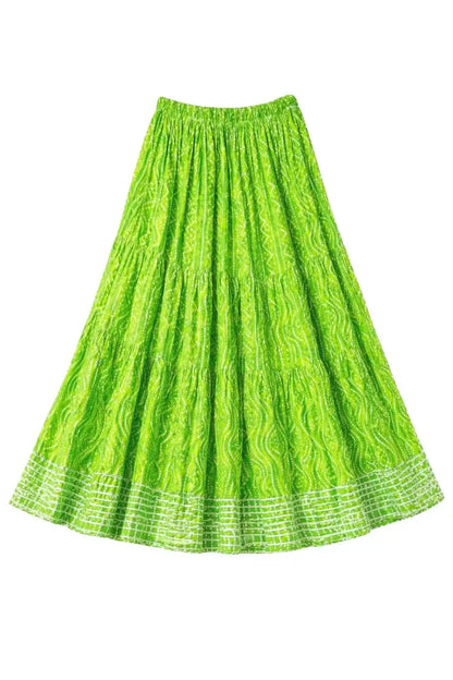 Green Bandhej Jaipuri Twirl Skirt