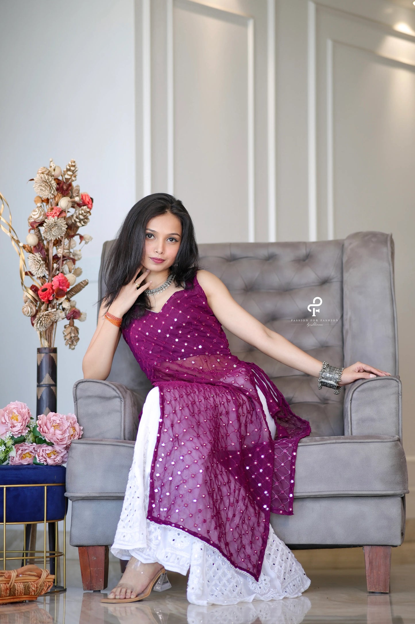 Plum Wine Mirror Gulnaz Kurta