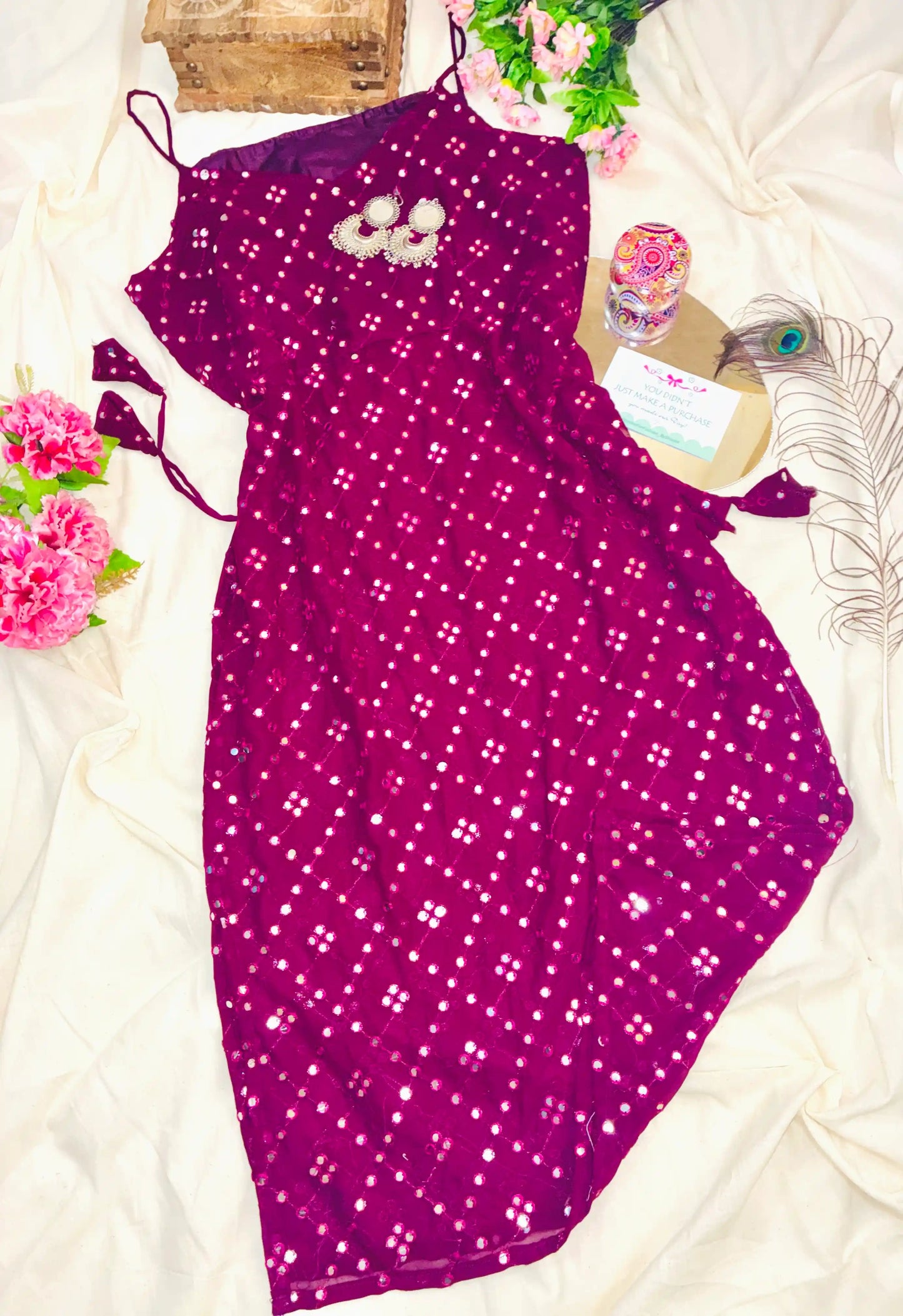 Gulnaz Wine Hand Embellished Kurta